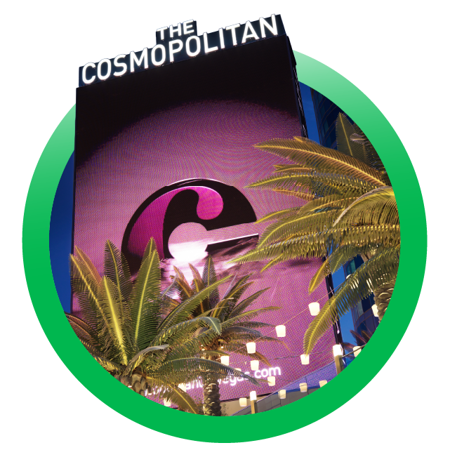 the Cosmopolitan hotel with neon visuals
